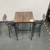 Bar Table Set with 2 Bar stools PU Soft seat with backrest, Rustic Brown, 23.62'' W x 23.62'' D x 35.43'' H