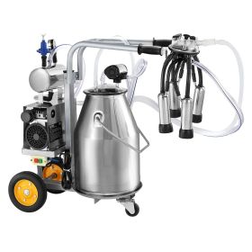 VEVOR Electric Cow Milking Machine, 6.6 Gal / 25 L 304 Stainless Steel Bucket, Automatic Pulsation Vacuum Milker