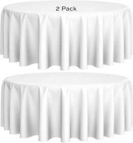 2 Pack 120 inch Round Premium Tablecloths for Wedding Banquet Restaurant 200 GSM Washable Fabric Table Cloth White