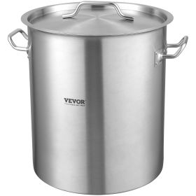 VEVOR Stainless Steel Stockpot, 42 Quart Large Cooking Pots, Cookware Sauce Pot with Strainer, Lid, and Handle, Heavy Duty Commercial Grade Stock Pot