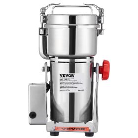 VEVOR 700g Electric Grain Mill Grinder, High Speed 2500W Commercial Spice Grinders, Stainless Steel Pulverizer Powder Machine