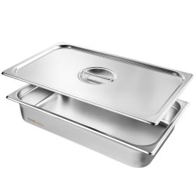 VEVOR 4 Pack Hotel Pans, Full Size Anti-Jam Steam Pan with Lid, 0.8mm Thick Stainless Steel Steam Table Pan, 4-Inch Deep Commercial Table Pan