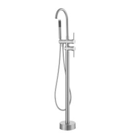 VEVOR Freestanding Bathtub Faucet, Floor Mount, Freestanding Tub Filler, Shower Mixer Taps, Two Water Modes, 360° Swivel Spout