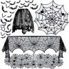 32 PCS Horrible decoration set, Lace Tablecloth, Spider Web Pentagram Round Table Mat, Black Spider Web Fireplace Cloth