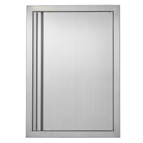 BBQ Access Door, 17W x 24H Inch Single Outdoor Kitchen Door, Stainless Steel Flush Mount Door, Wall Vertical Door with Recessed Handle, for BBQ Island