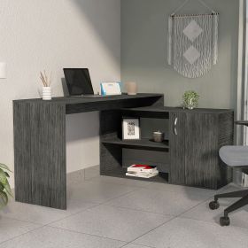 Smokey Oak 1-Drawer 2-Shelf L-Shaped Office Desk