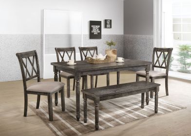 Claudia II Weathered Gray Finish 7 PCs Dining Room Set