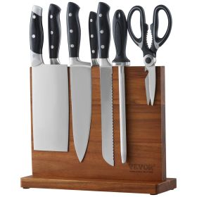 VEVOR Magnetic Knife Block, 12 inch Home Kitchen Knife Holder, Double Sided Magnetic Knife Stand, Multifunctional Storage Acacia Wood Knives Rack