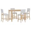 TREXM 5-Piece Counter Height Dining Set, Classic Elegant Table and 4 Chairs in Natural Wood Wash