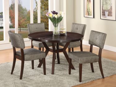 Drake Gray Fabric & Espresso Finish 5PCs Dining Set