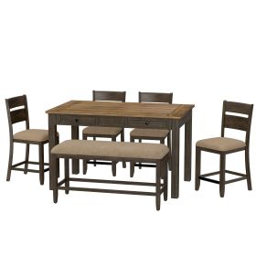 Wallace & Bay Velvety Brown 6 Piece Gathering Dining Set