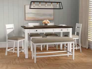 Wallace & Bay Velvety Brown And White 6 Piece Gathering Dining Set