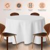 2 Pack White Round Tablecloths 90 Inch [Perfect Size for 30 60 Inch Tables] 200 GSM Premium Quality Textured Washable Polyester Fabric 90 Table Cloth