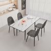 47"-63" extendable MDF modern dining table and chair set, suitable for 2-6 people, white dining table and modern grey round dining chair 4-piece set