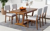 TOPMAX Rustic 5-piece Dining Table Set with 4 Upholstered Chairs, 59-inch Rectangular Dining Table with Trestle Table Base, Walnut