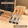 6 Pcs Wood Turning Tools with Wooden Storage Case, Wood Chisel Set, 60CRV Wood Carving Chisels Set for Woodcarving, Carpentry, Trimming Edges