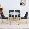 Table and chair set.36 Inch Diameter Modern Luxury Glass Dining Table and Chair Set - Gold Frame