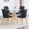 Table and chair set.36 Inch Diameter Modern Luxury Glass Dining Table and Chair Set - Gold Frame