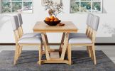 TOPMAX Rustic 5-piece Dining Table Set with 4 Upholstered Chairs, 59-inch Rectangular Dining Table with Trestle Table Base, Naural