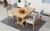 TOPMAX Rustic 5-piece Dining Table Set with 4 Upholstered Chairs, 59-inch Rectangular Dining Table with Trestle Table Base, Naural