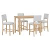 TREXM 5-Piece Counter Height Dining Set, Classic Elegant Table and 4 Chairs in Natural Wood Wash