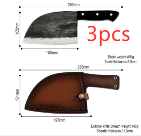 Artificial Forging Chopping Knives High Hardness (Option: Black with sheath3pcs)