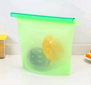 Silicone fresh-keeping bag vacuum sealed bag food  storage bag refrigerator food fruit storage bag (Option: Green-4000ml)