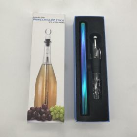 Wine Bottle Cooler Stick Stainless Steel Wine Chilling Rod Leakproof Wine Chiller Beer Beverage Frozening Stick Bar Tools (Option: Colourful-Box packing with wine stopper)