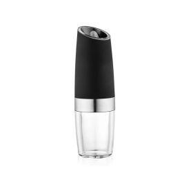 Gravity Induction Electric Pepper Grinder Automatic Sea Salt Pepper Grinder Stainless Steel Mill With Adjustable Thickness (Color: Black)