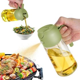 16oz Oil Dispenser Bottle for Kitchen - 2 in 1 Olive Oil Dispenser and Oil Sprayer - 470ml Olive Oil Bottle - Oil Sprayer for Cooking, Kitchen, Salad (Color: Green)