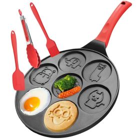 Egg Pan Omelette Pan Pancake Pan Maker Nonstick Egg Cooker Skillet for Pancakes Cookies Burgers Breakfast Pan (Color: Black)