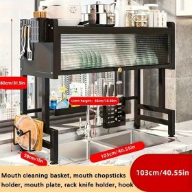 Home with cabinet door kitchen storage rack sink dish tray storage rack Multi-function counter top drain rack (size: 103cm)