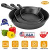 3Pcs Pre-Seasoned Cast Iron Skillet Set 6/8/10in Non-Stick Oven Safe Cookware Heat-Resistant Frying Pan