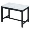 TREXM 5-Piece Modern Faux Marble Versatile Bar Table Set with Storage Drawers and Padded Stools