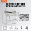 VEVOR Stainless Steel Utility Sink, 1 Compartment Free Standing Small Sink w/Workbench Faucet & legs