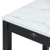 TREXM 5-Piece Modern Faux Marble Versatile Bar Table Set with Storage Drawers and Padded Stools