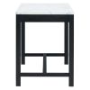 TREXM 5-Piece Modern Faux Marble Versatile Bar Table Set with Storage Drawers and Padded Stools