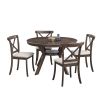 Wooden Dining Table Set, Mid Century Modern Round Rubber Wood Kitchen Table and Cross Back Upholstered Dining Chairs for Dining Room, Kitchen